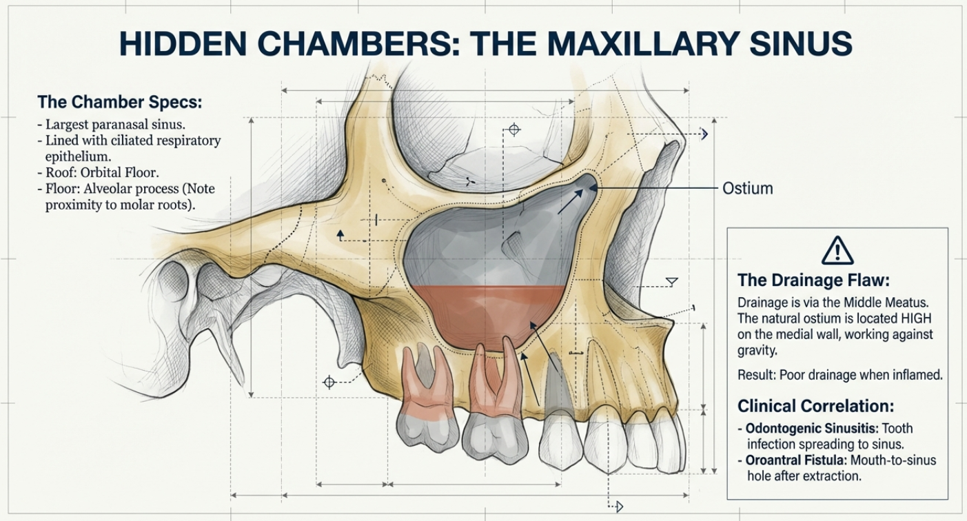 Hidden Chambers: The Maxillary Sinus - Anatomical Diagram